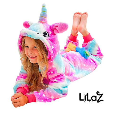 Pijama Macacão Unicórnio Rosa Estrelado - Lilaz Kids