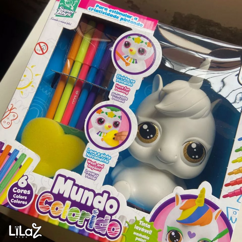 Brinquedo Cofre Mundo Colorido Unicórnio Para Pintar - Lilaz Kids