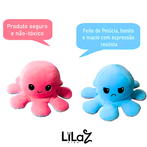 Pelúcia Polvo Reversível Humor Feliz e Bravo Com Led 20 CM - Lilaz Kids
