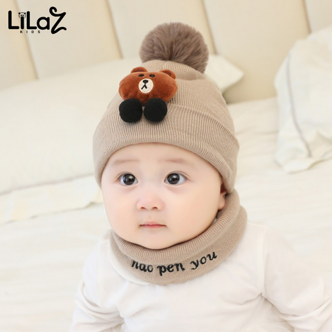 Gorro Com Cachecol Inverno - Lilaz Kids