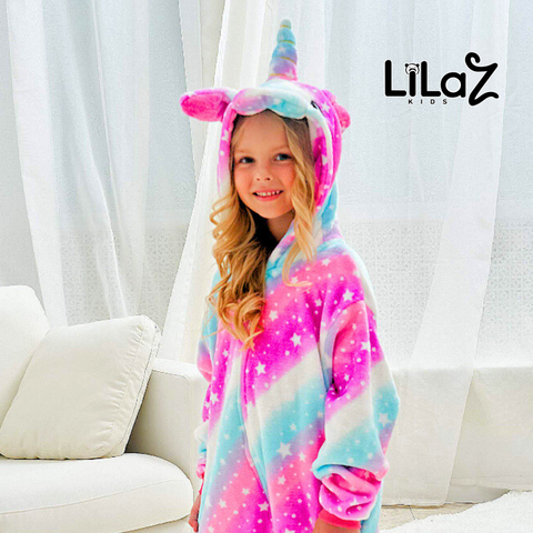 Pijama Macacão Unicórnio Rosa Estrelado - Lilaz Kids