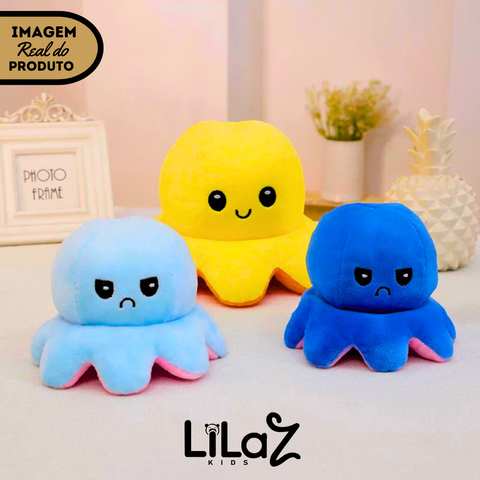 Pelúcia Polvo Reversível Humor Feliz e Bravo Com Led 20 CM - Lilaz Kids