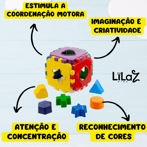 Brinquedo Infantil Pato de Argolas + Cubo Didatico - Lilaz Kids