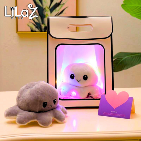 Pelúcia Polvo Reversível Humor Feliz e Bravo Com Led 20 CM - Lilaz Kids