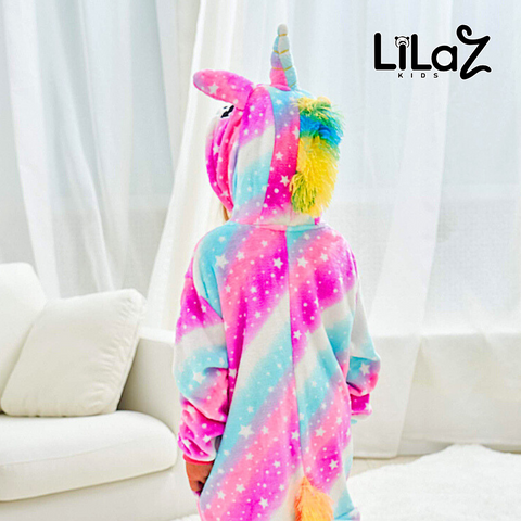 Pijama Macacão Unicórnio Rosa Estrelado - Lilaz Kids