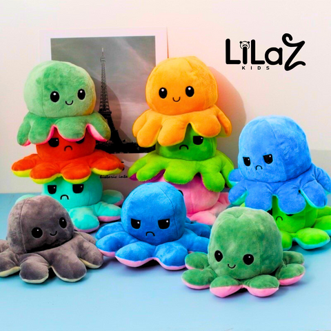 Pelúcia Polvo Reversível Humor Feliz e Bravo Com Led 20 CM - Lilaz Kids