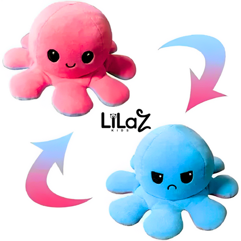 Pelúcia Polvo Reversível Humor Feliz e Bravo Com Led 20 CM - Lilaz Kids