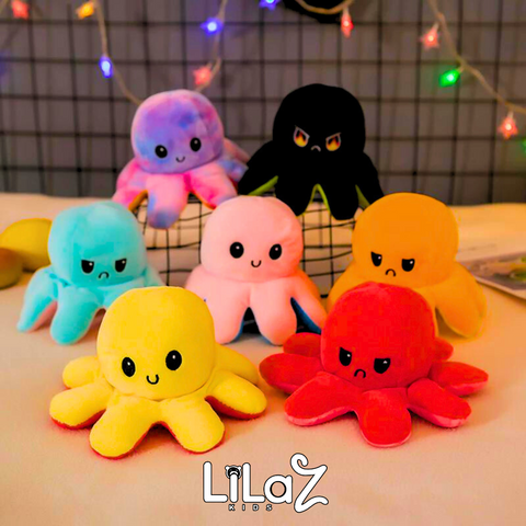 Pelúcia Polvo Reversível Humor Feliz e Bravo Com Led 20 CM - Lilaz Kids