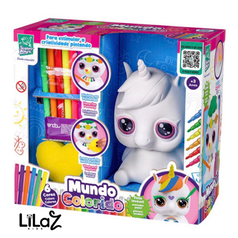 Brinquedo Cofre Mundo Colorido Unicórnio Para Pintar - Lilaz Kids