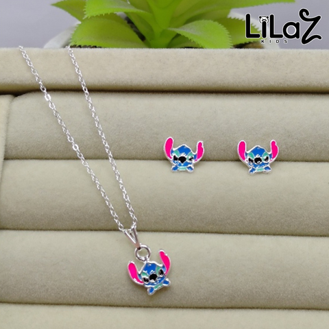 Colar e Brincos Infantil Stitch - Lilaz Kids
